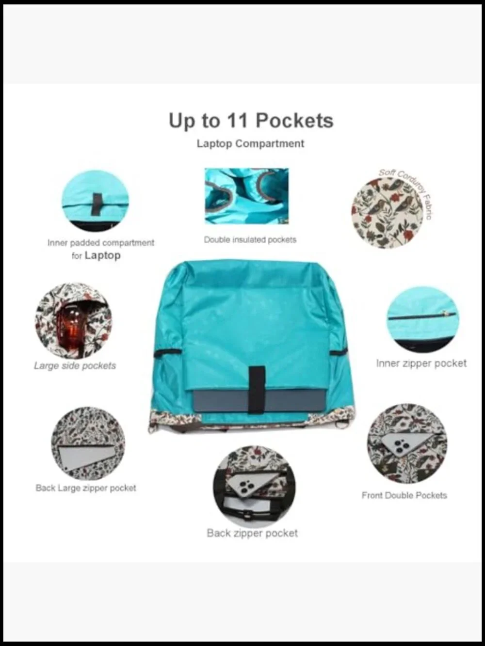 Convertible Diaper Tote Backpack Laptop Bag Water Resistant 3-in-1